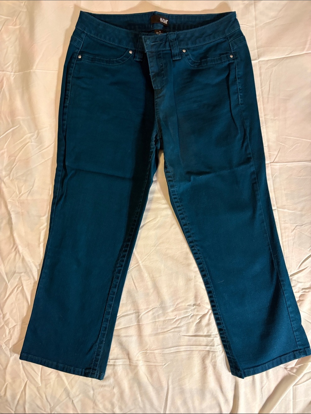 a.n.a Deep Teal Straight Leg Cropped Pants